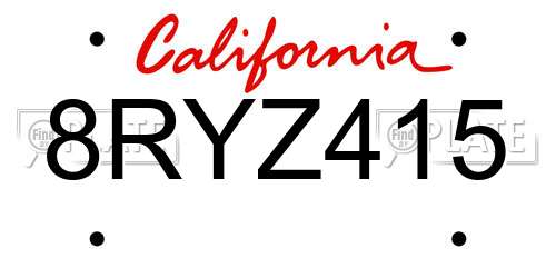 8RYZ415 California License Plate