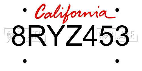 8RYZ453 California License Plate