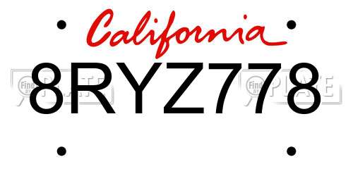 8RYZ778 California License Plate