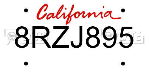 8RZJ895 California License Plate