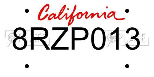 8RZP013 California License Plate