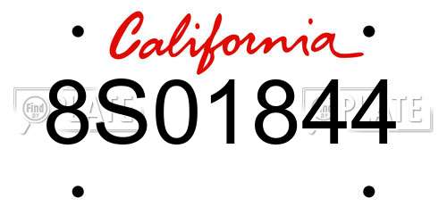 8S01844 California License Plate