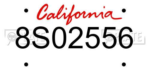 8S02556 California License Plate