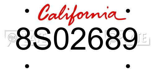 8S02689 California License Plate