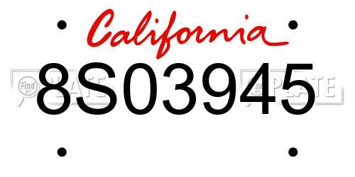 8S03945 California License Plate