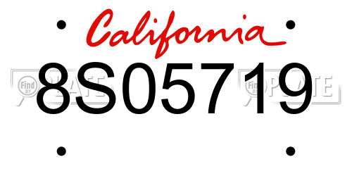8S05719 California License Plate
