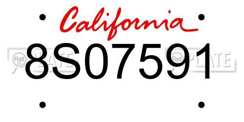 8S07591 California License Plate