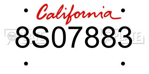 8S07883 California License Plate