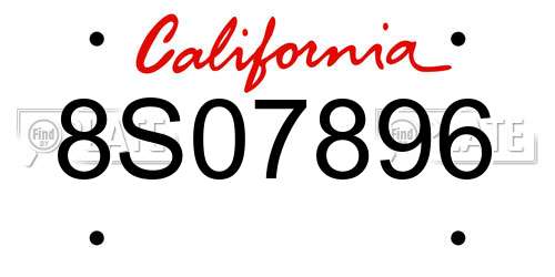 8S07896 California License Plate