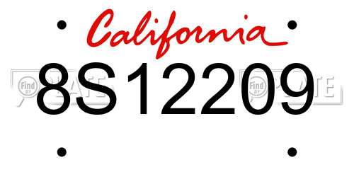 8S12209 California License Plate
