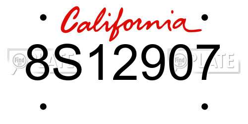 8S12907 California License Plate