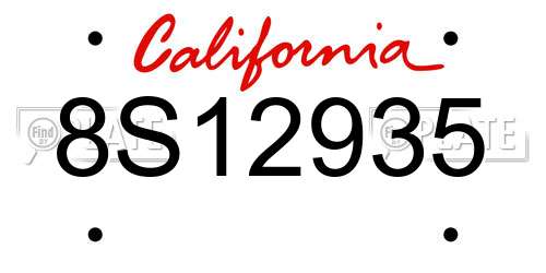 8S12935 California License Plate