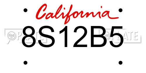 8S12B5 California License Plate