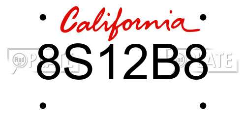 8S12B8 California License Plate