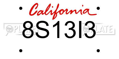 8S13I3 California License Plate