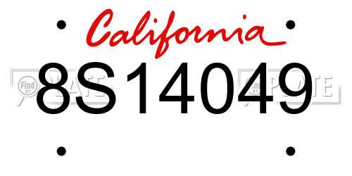 8S14049 California License Plate