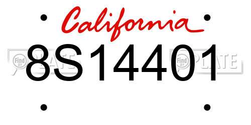 8S14401 California License Plate