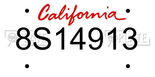 8S14913 California License Plate