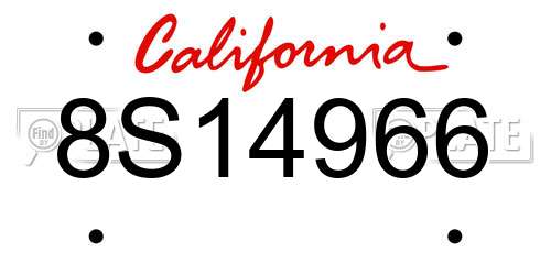 8S14966 California License Plate