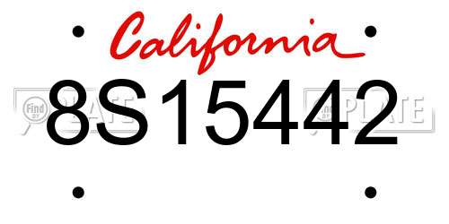 8S15442 California License Plate
