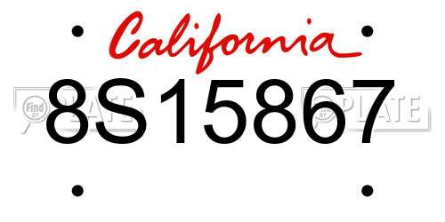 8S15867 California License Plate