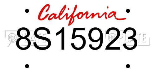 8S15923 California License Plate