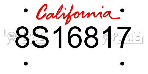 8S16817 California License Plate