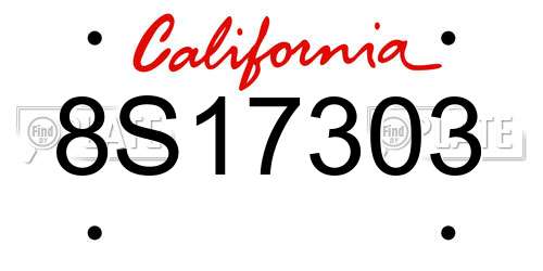8S17303 California License Plate