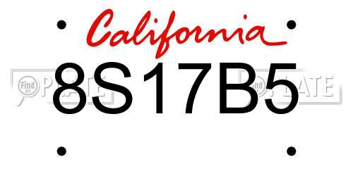 8S17B5 California License Plate