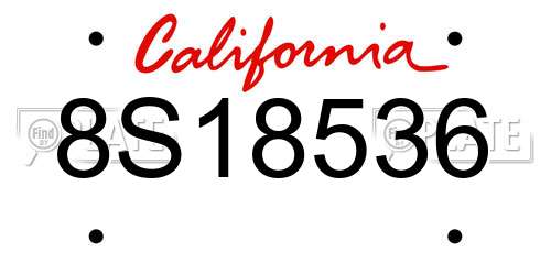 8S18536 California License Plate