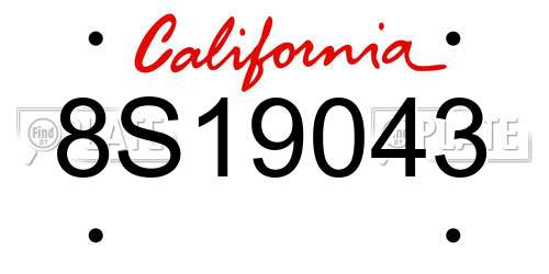 8S19043 California License Plate