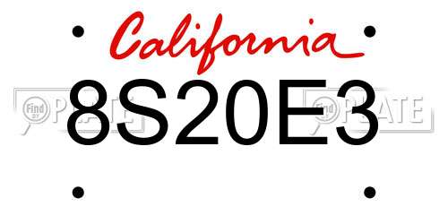 8S20E3 California License Plate