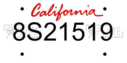 8S21519 California License Plate