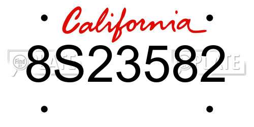 8S23582 California License Plate