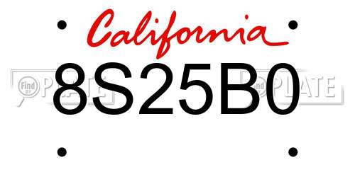 8S25B0 California License Plate