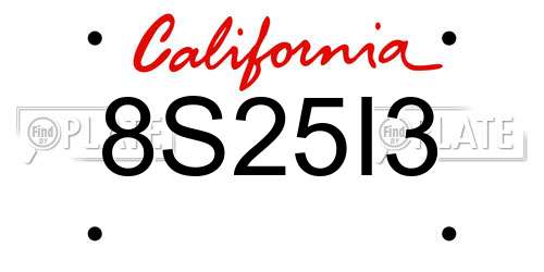 8S25I3 California License Plate