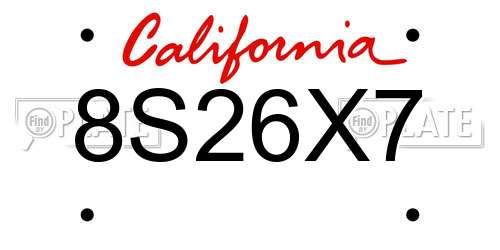 8S26X7 California License Plate