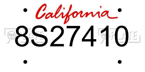 8S27410 California License Plate