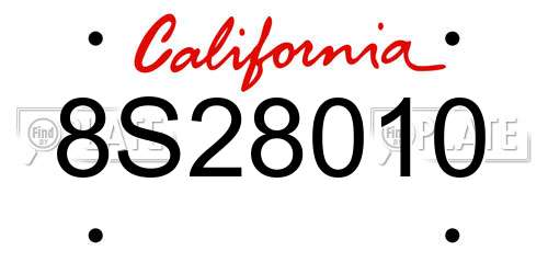 8S28010 California License Plate