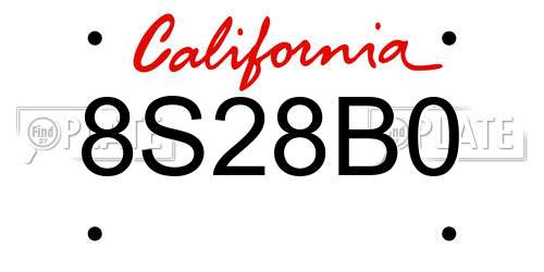 8S28B0 California License Plate
