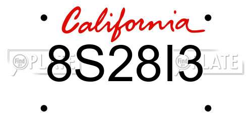 8S28I3 California License Plate