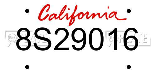 8S29016 California License Plate