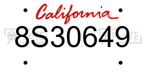 8S30649 California License Plate