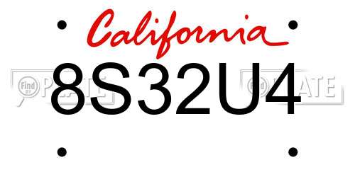 8S32U4 California License Plate