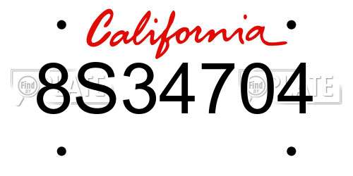 8S34704 California License Plate