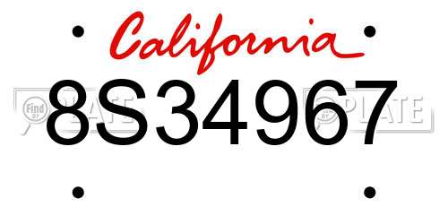 8S34967 California License Plate