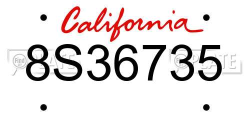 8S36735 California License Plate