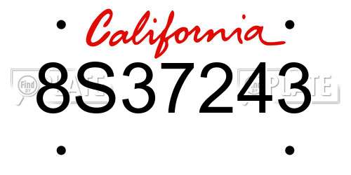 8S37243 California License Plate