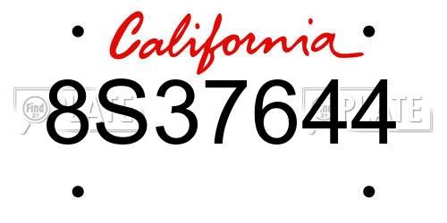 8S37644 California License Plate