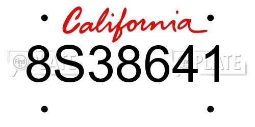 8S38641 California License Plate